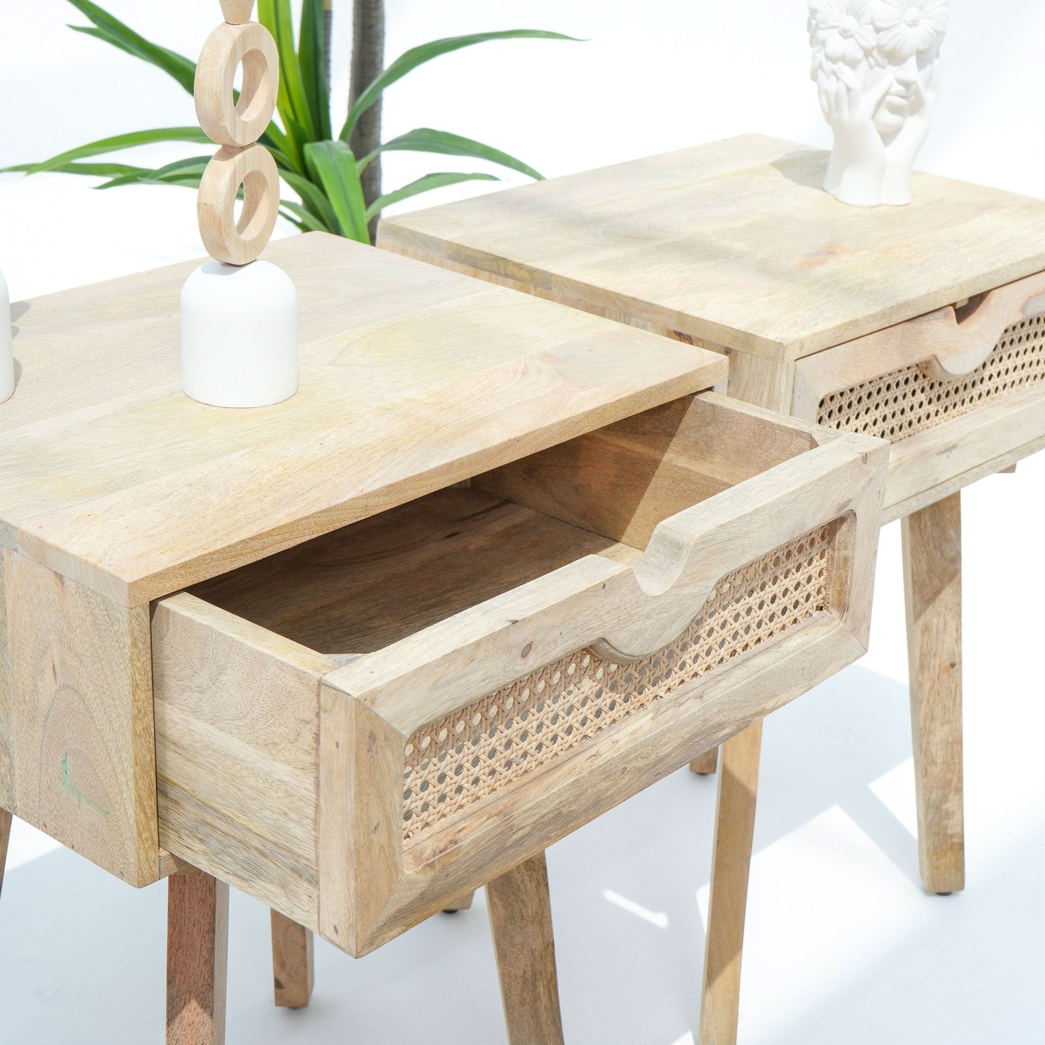 CANOVIA CANE ONE DRAWER NIGHTSTAND TABLE - Art and craft furniture