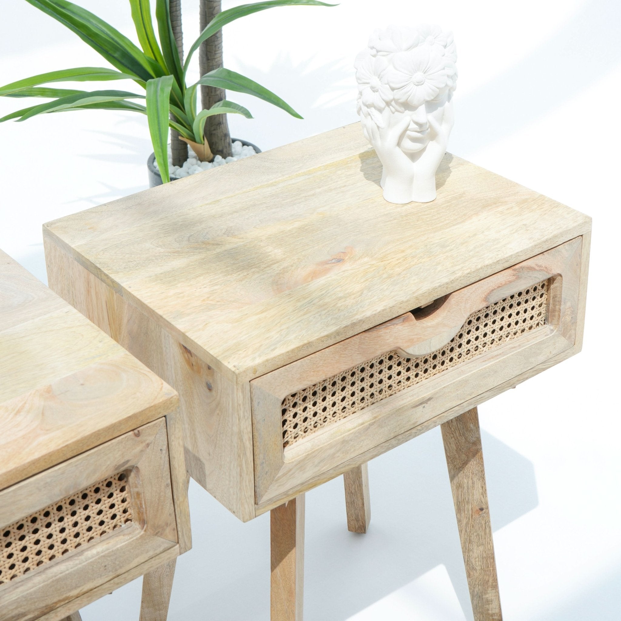 CANOVIA CANE ONE DRAWER NIGHTSTAND TABLE - Art and craft furniture