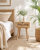 Canovia Cane One Drawer Nightstand Table - Art and craft furniture