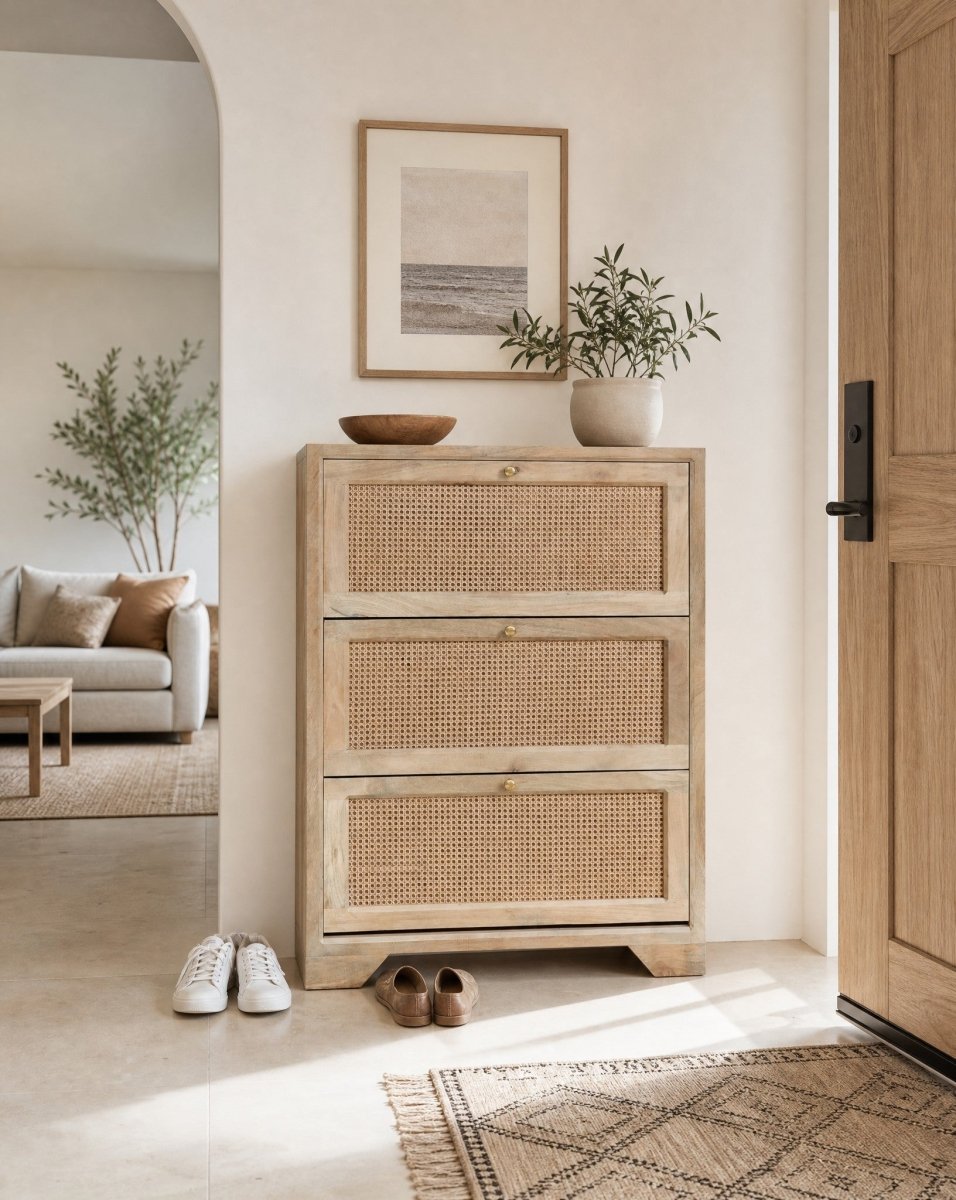 Canovia Cane Shoe Rack - Art and craft furniture