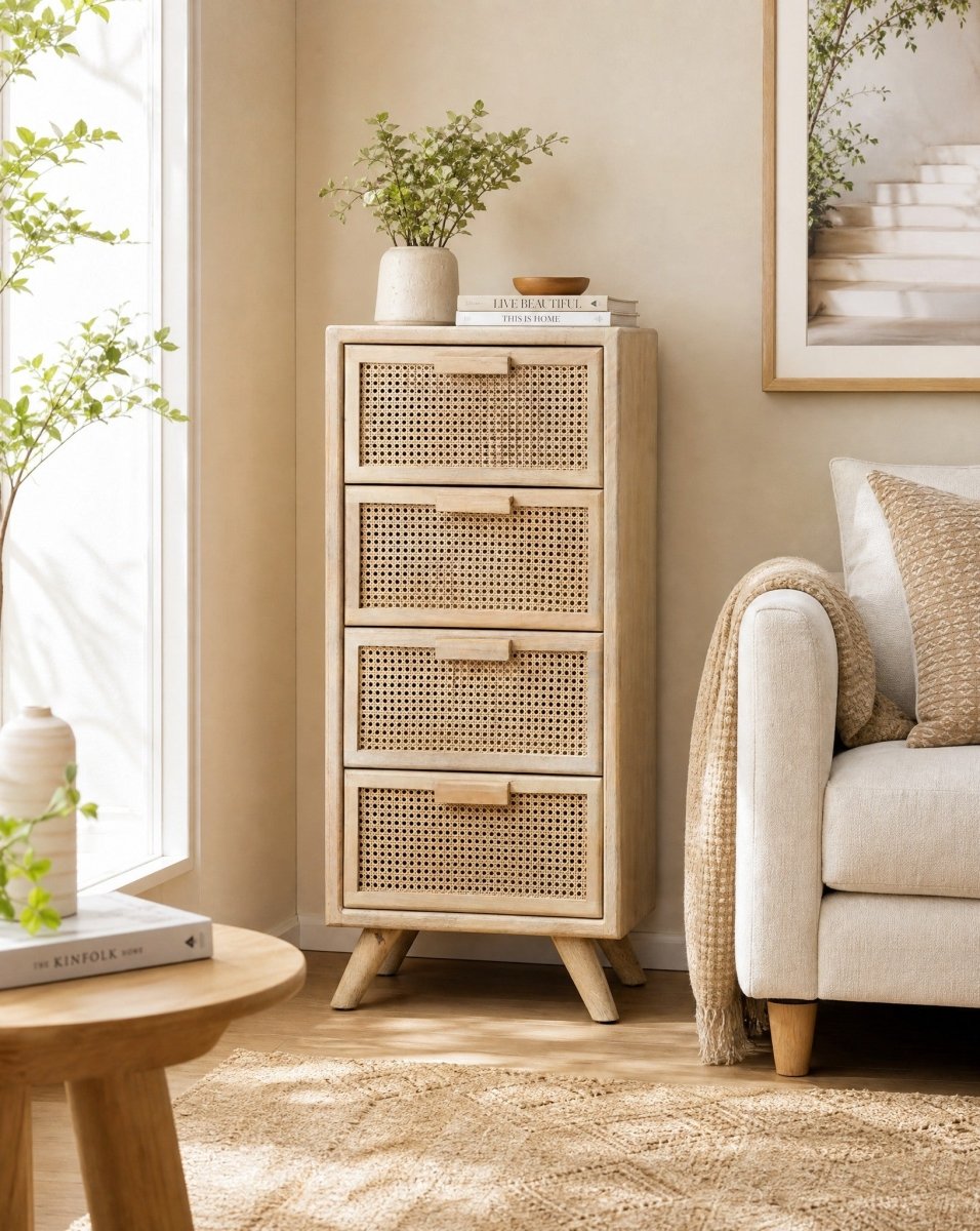 Canovia Cane Tall Draw chest - Art and craft furniture