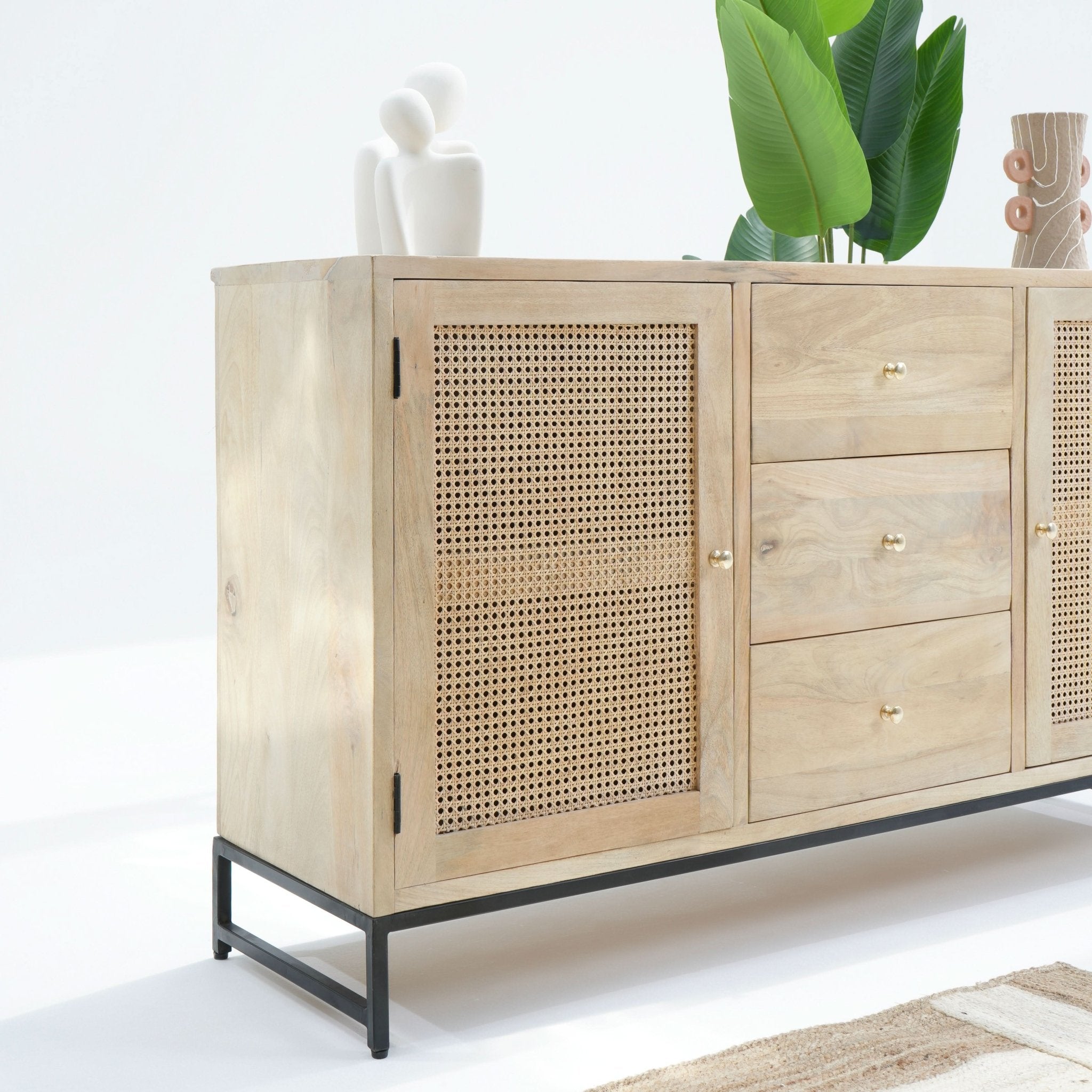 CANOVIA CANE THREE DRAWER TWO DOOR SIDEBOARD - Art and craft furniture