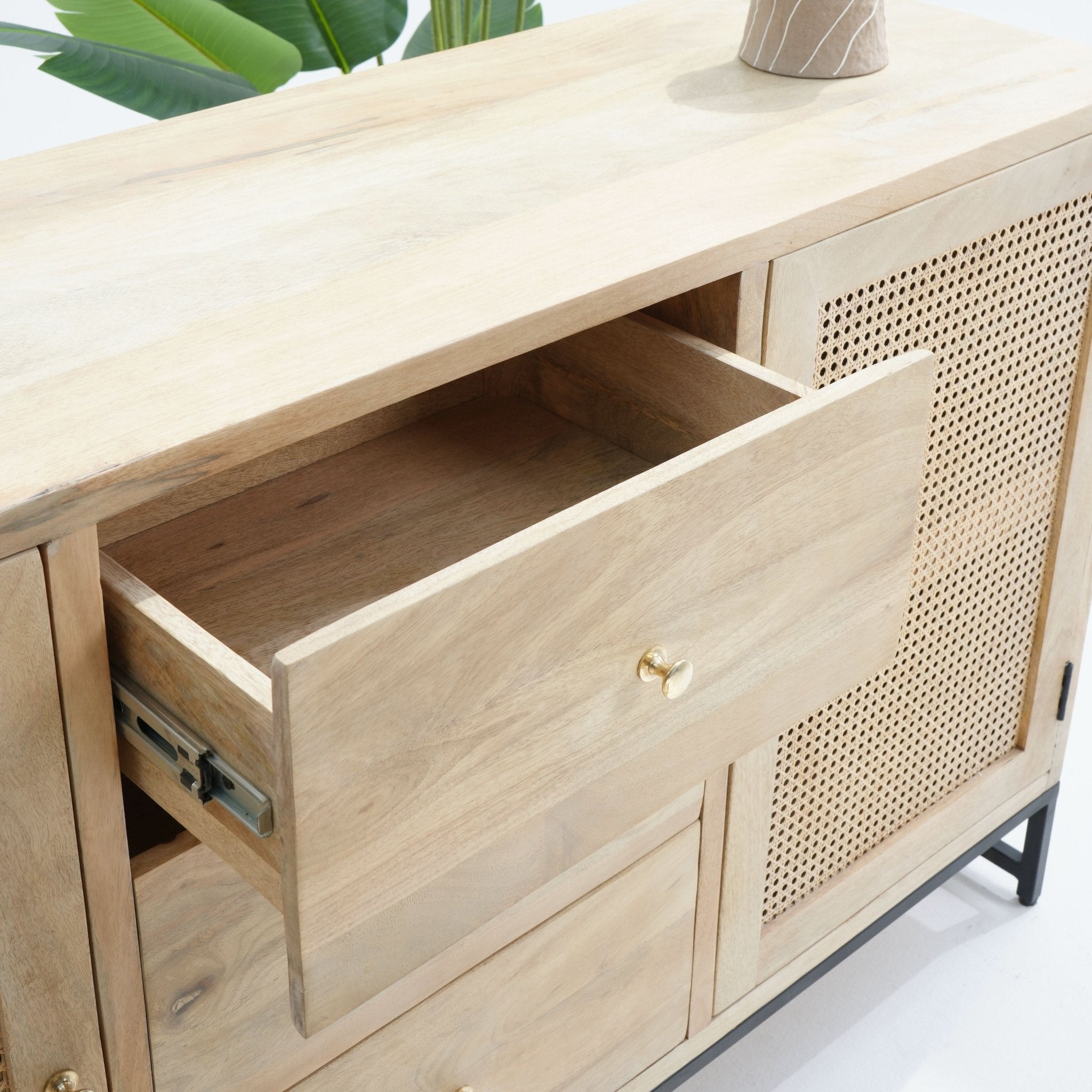 CANOVIA CANE THREE DRAWER TWO DOOR SIDEBOARD - Art and craft furniture