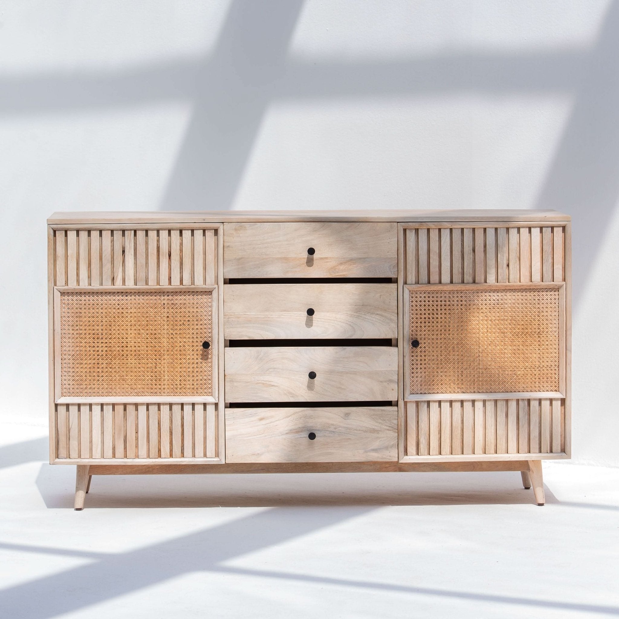CANOVIA CANE TWO DOOR FOUR DRAWER SIDEBOARD - Art and craft furniture