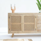 CANOVIA CANE TWO DOOR THREE DRAWER SIDEBOARD - Art and craft furniture