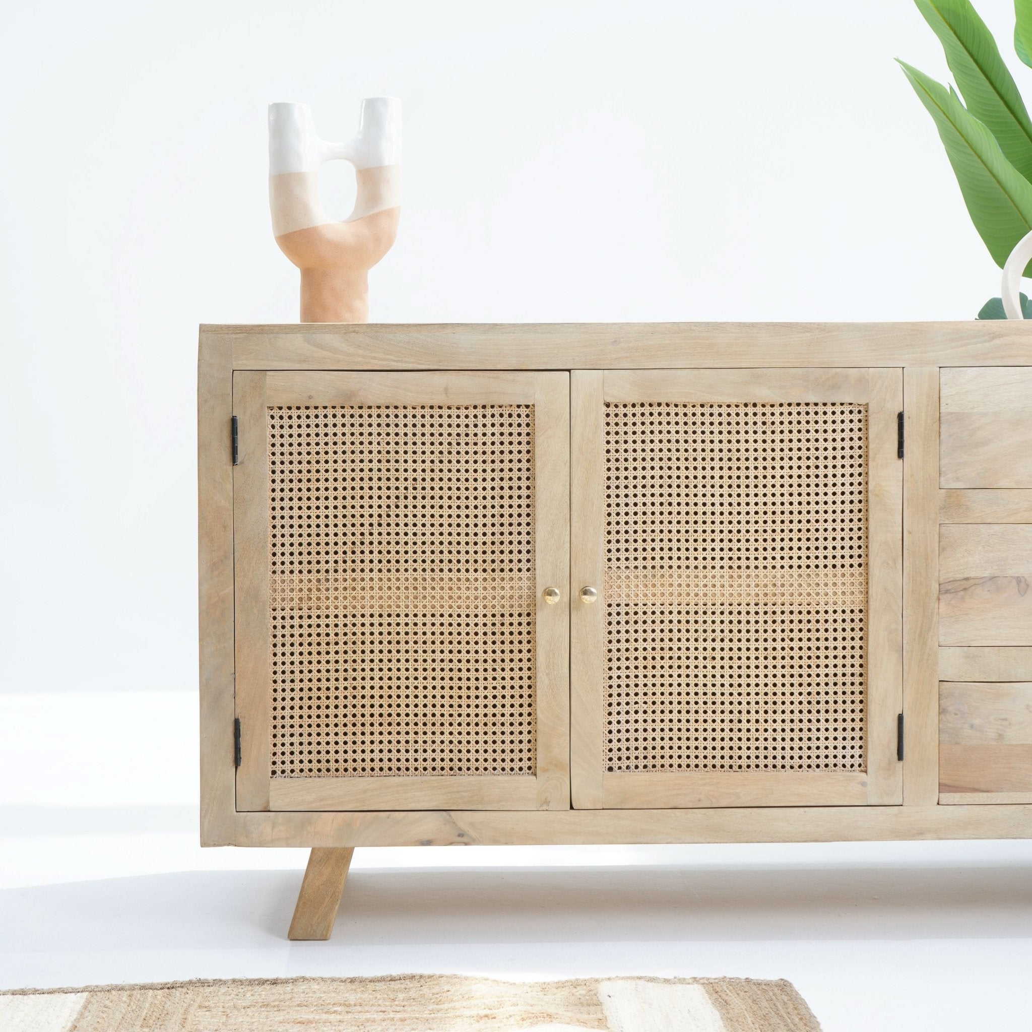CANOVIA CANE TWO DOOR THREE DRAWER SIDEBOARD - Art and craft furniture