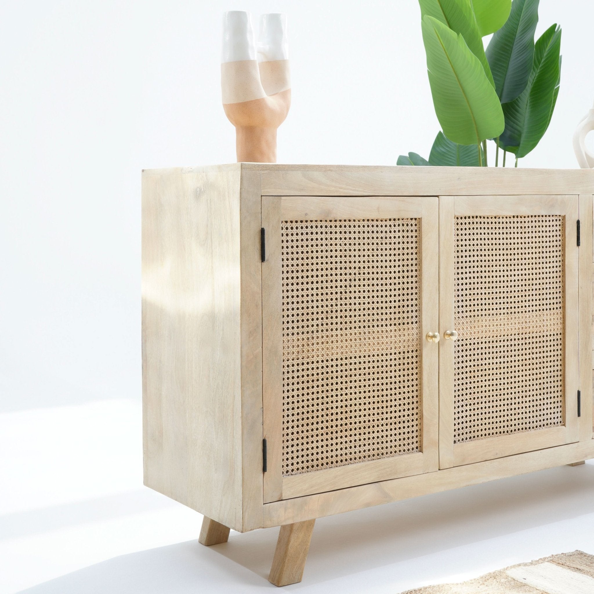 CANOVIA CANE TWO DOOR THREE DRAWER SIDEBOARD - Art and craft furniture