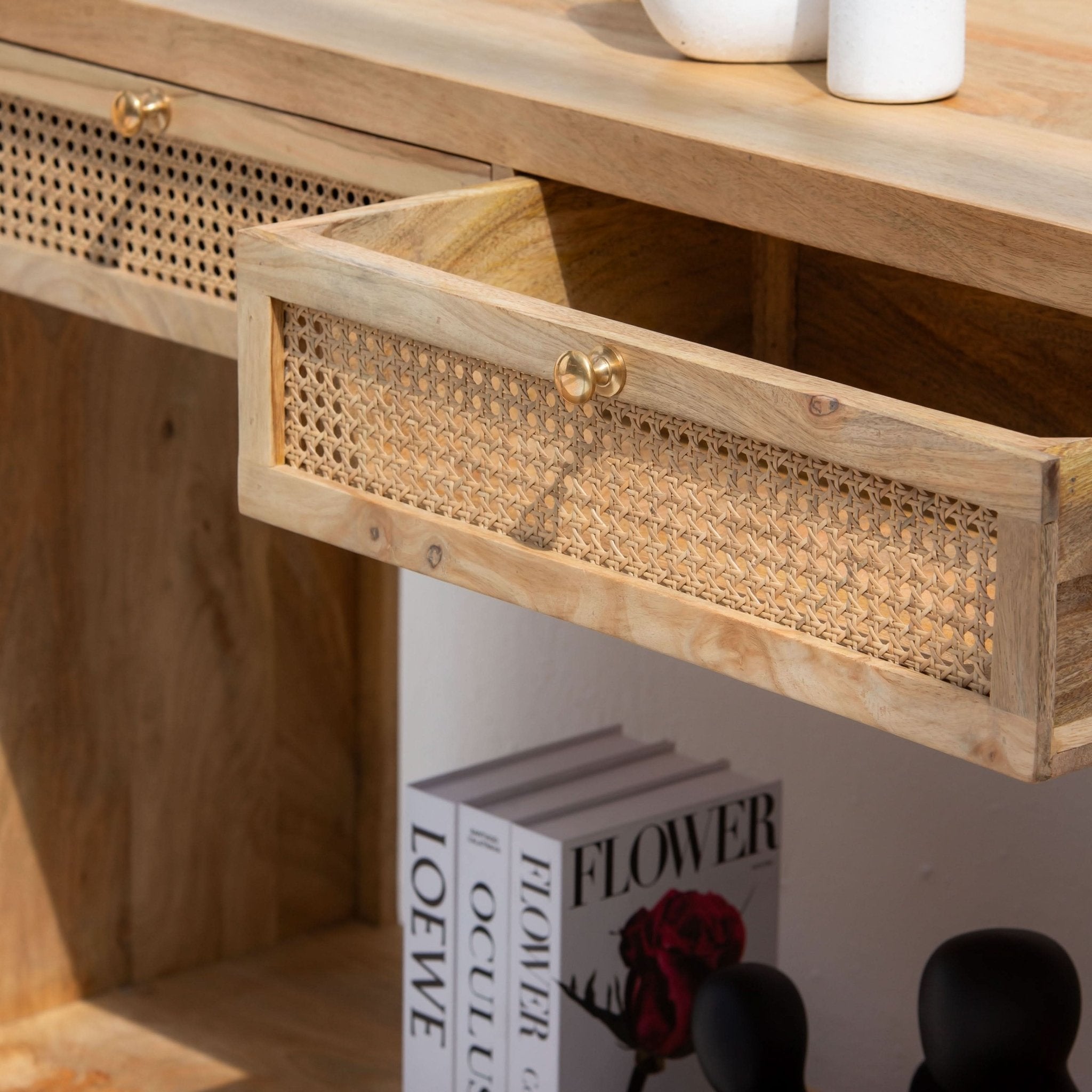 CANOVIA CANE TWO DRAWER CANSOLE TABLE - Art and craft furniture