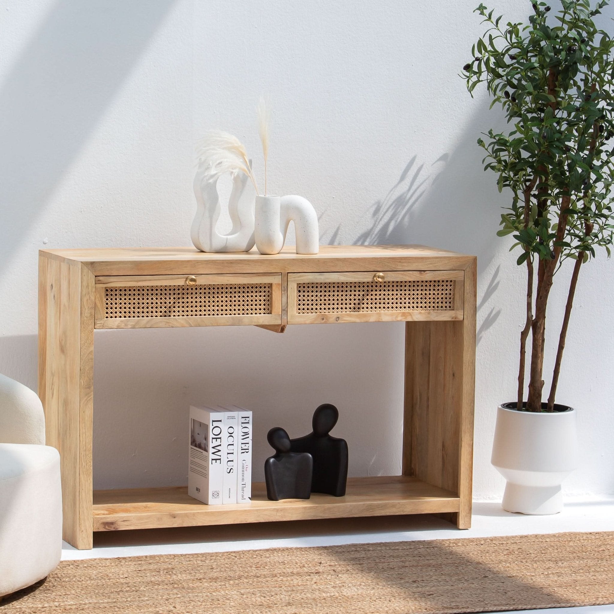 CANOVIA CANE TWO DRAWER CANSOLE TABLE - Art and craft furniture