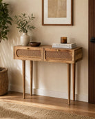 Canovia Cane Two Drawer Console Table - Art and craft furniture
