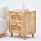 CANOVIA CANE TWO DRAWER NIGHTSTAND TABLE - Art and craft furniture
