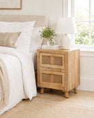 Canovia Cane Two Drawer Nightstand Table - Art and craft furniture