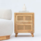CANOVIA CANE TWO DRAWER NIGHTSTAND TABLE - Art and craft furniture