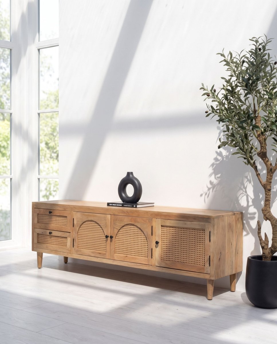 Canovia Curve Mango Wood TV Unit - Art and craft furniture