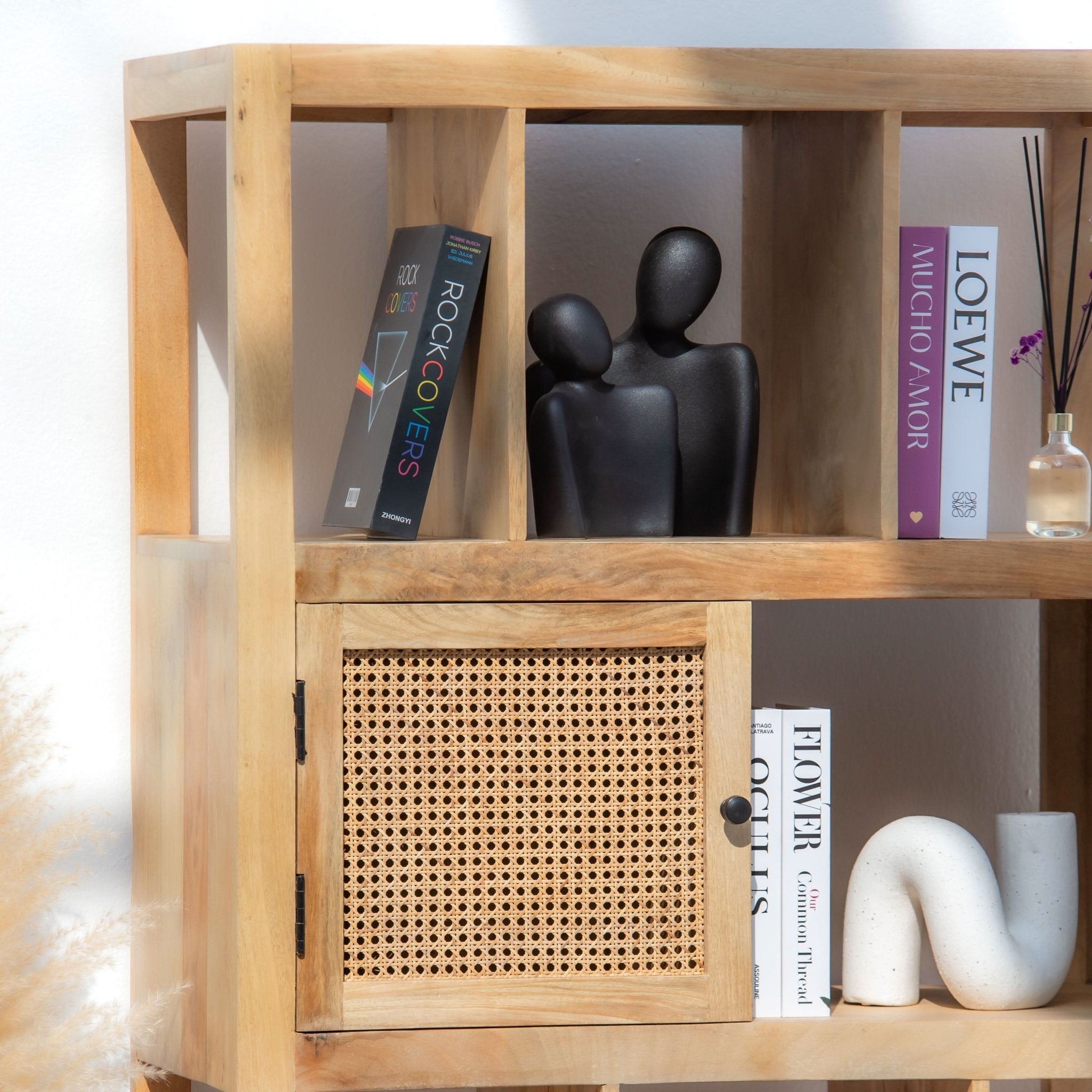 CANOVIA RATTAN MANGO WOOD BOOKSHELF - Art and craft furniture