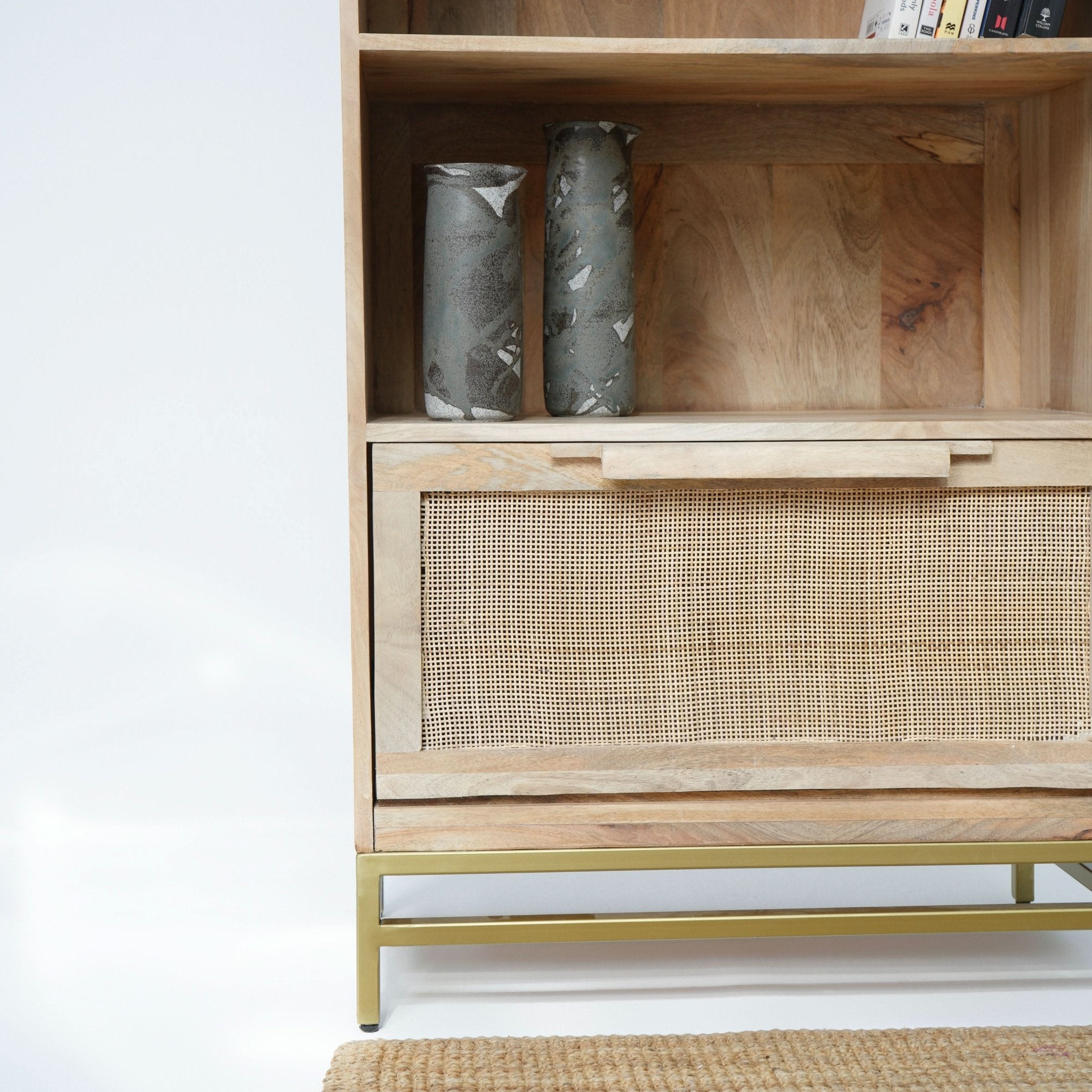 CANOVIA RATTAN MANGO WOOD BOOKSHELF - Art and craft furniture