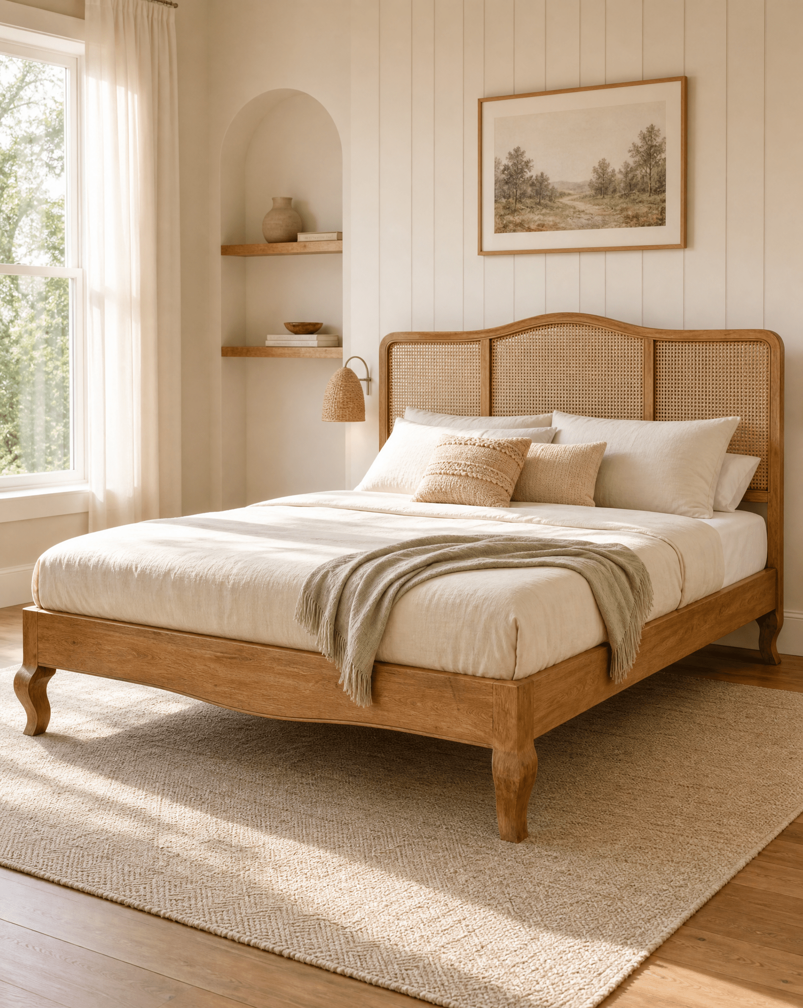 CANOVIA RATTAN WOODEN BED - Art and craft furniture