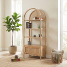 Canovia Rattan Wooden BookShelve - Art and craft furniture