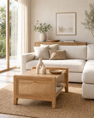 Canovia Rattan Wooden Coffee Table - Art and craft furniture