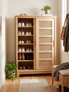 Canovia Wooden Cane Shoe Rack Art and craft furniture