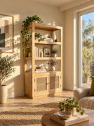 Canovia Wooden Rattan Two Door Bookshelf - Art and craft furniture