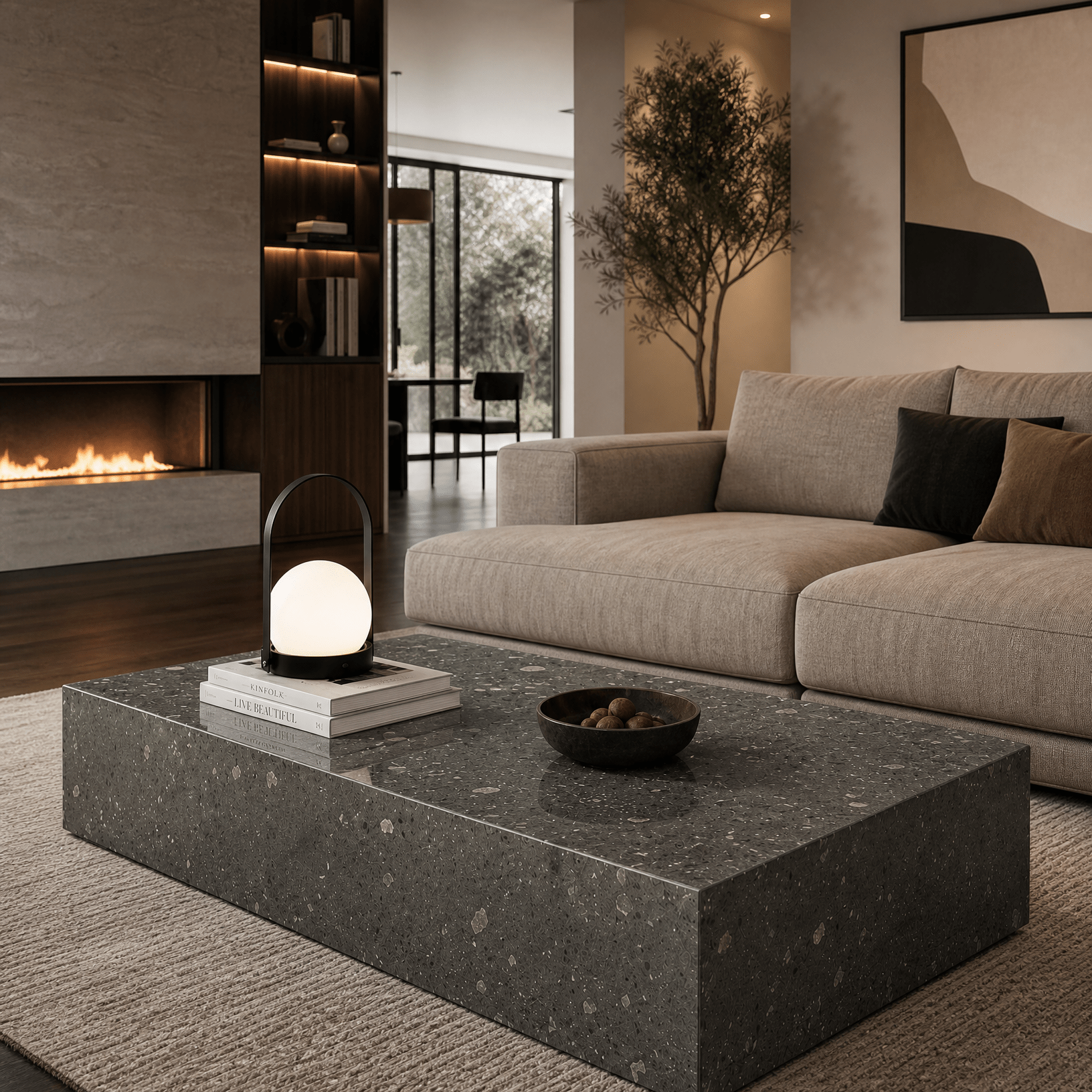 Carnico Dark Grey Marble Coffee Table - Art and craft furniture