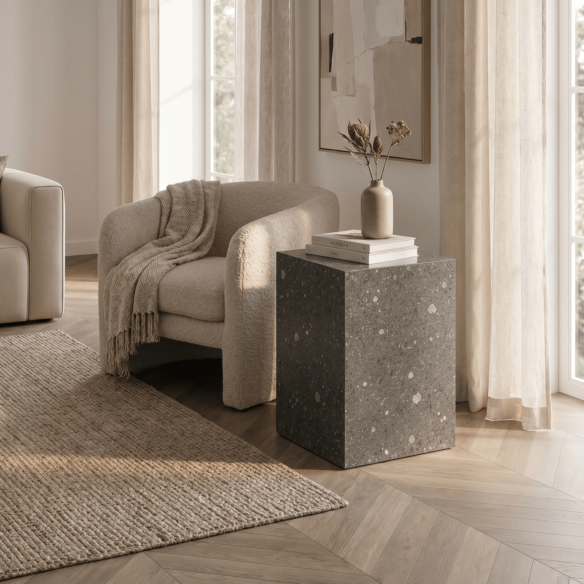 Carnico Dark Grey Side Table Plinth - Art and craft furniture