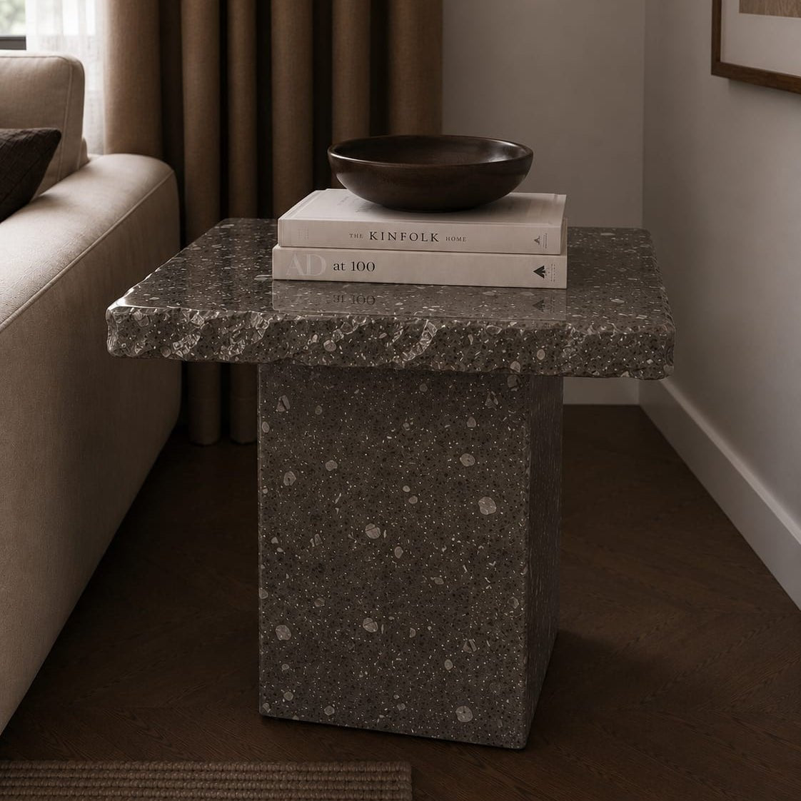 Carnico Marble Dark Grey Side Table - Art and craft furniture