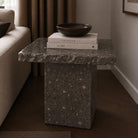 Carnico Marble Dark Grey Side Table - Art and craft furniture