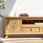 CARVA CARVING WOODEN TV STAND - Art and craft furniture
