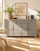 Carva Four Drawer Carved Sideboard - Art and craft furniture