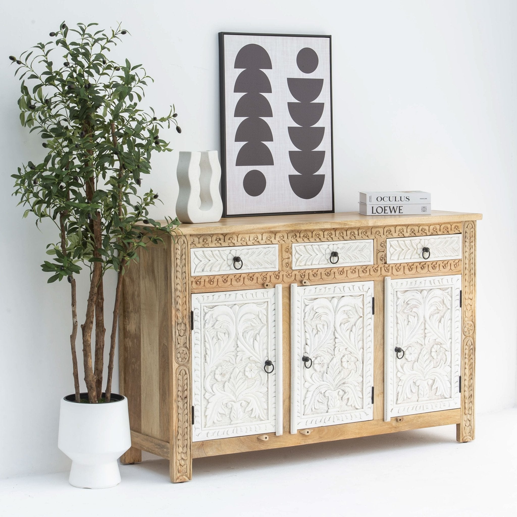 CARVA WOODEN CARVING SIDEBOARD - Art and craft furniture