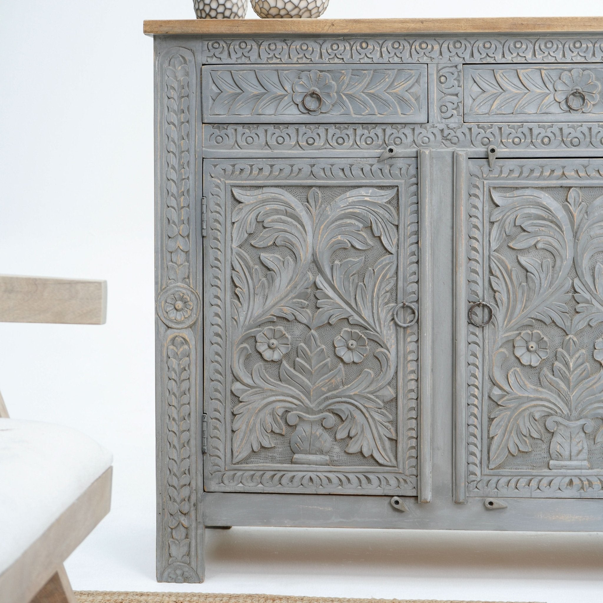 CARVA WOODEN CARVING SIDEBOARD - Art and craft furniture