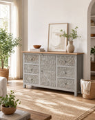 Carving Six Drawer One Door Sideboard - Art and craft furniture
