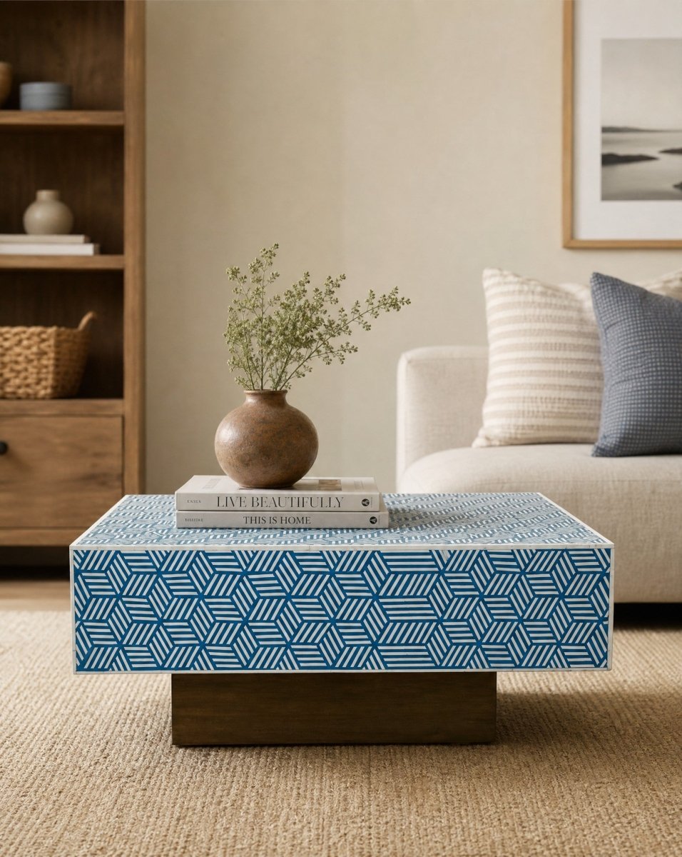 Celeste Bone Inlay Coffee Table - Art and craft furniture