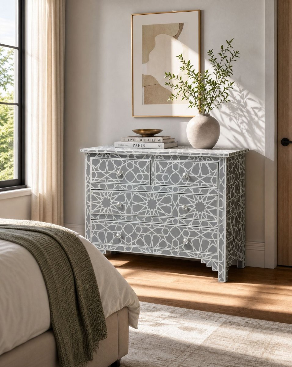 Celestia Mother of Pearl Chest Of Drawer - Art and craft furniture