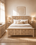 CHAKRA CARVED MANGO WOOD BED - Art and craft furniture