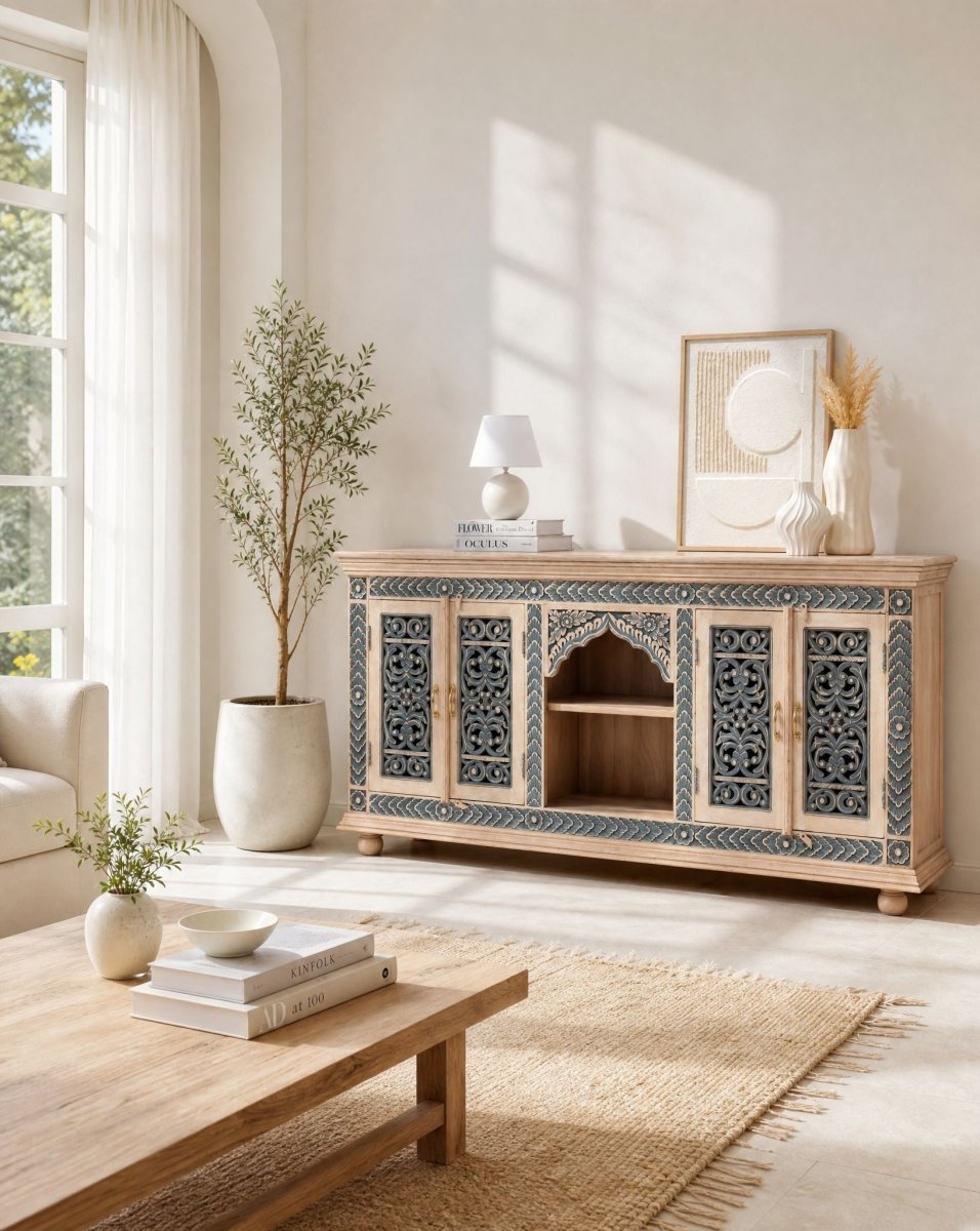 Charlore Crafted Wooden Sideboard - Art and craft furniture