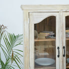 CHARM GLASS DOOR MANGO WOOD CARVED CABINET - Art and craft furniture