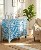 CRAFTLINE BLUE INLAYS THREE DRAWER DRAWCHEST - Art and craft furniture