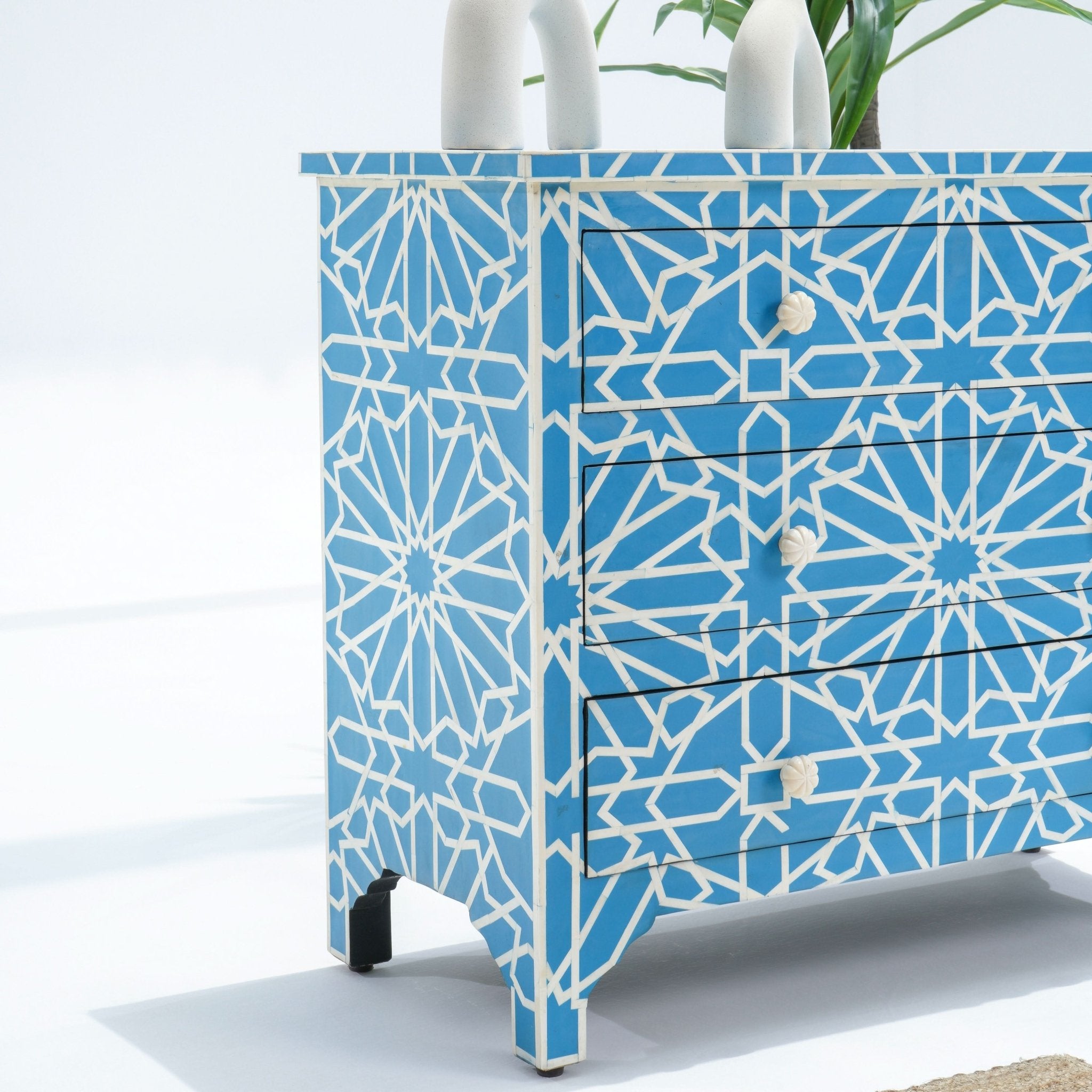 CRAFTLINE BLUE INLAYS THREE DRAWER DRAWCHEST - Art and craft furniture