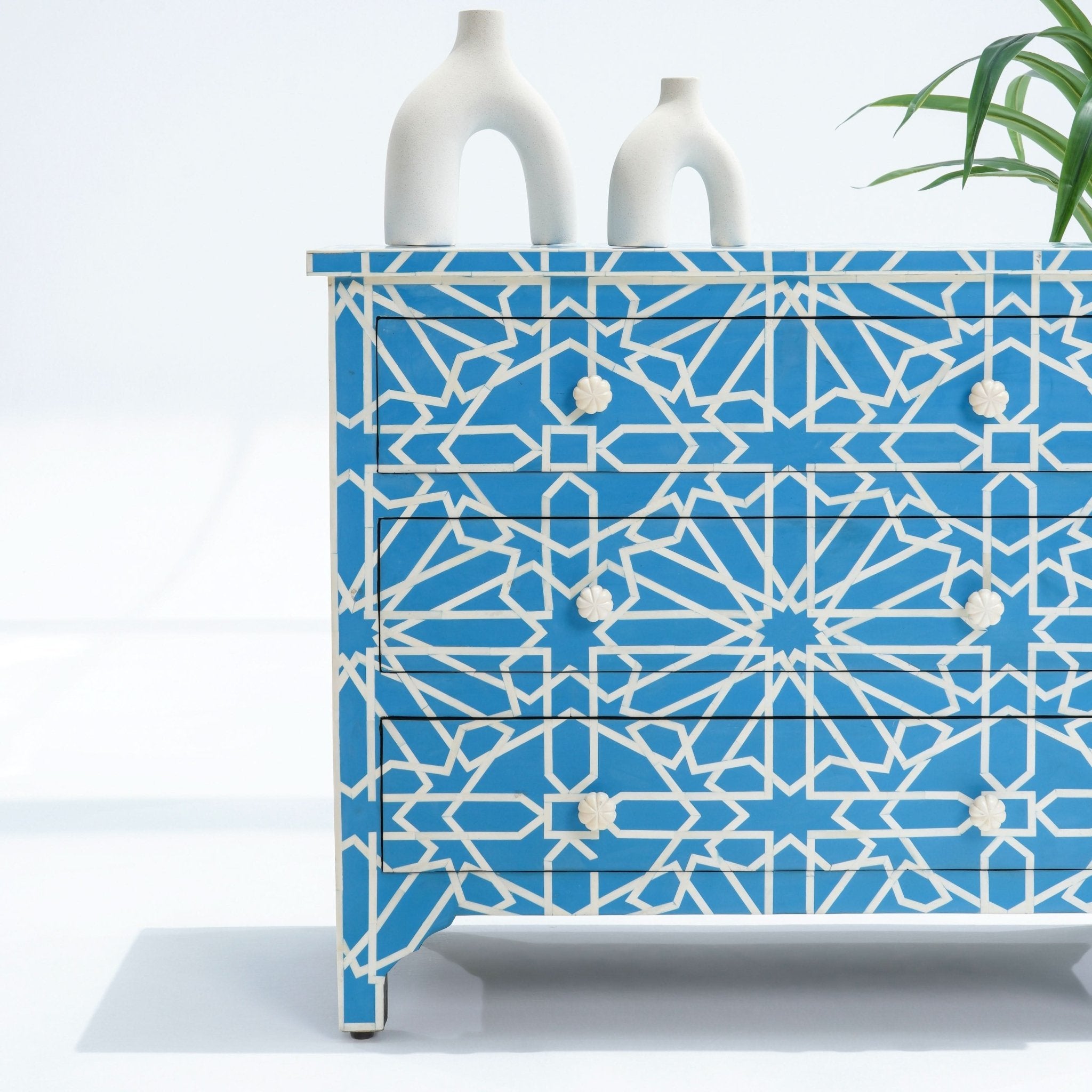 CRAFTLINE BLUE INLAYS THREE DRAWER DRAWCHEST - Art and craft furniture