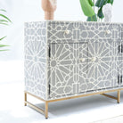 CRAFTLINE-GREY INLAY FOUR DRAWER DOOR SIDEBOARD - Art and craft furniture