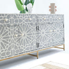 CRAFTLINE-GREY INLAY FOUR DRAWER DOOR SIDEBOARD - Art and craft furniture