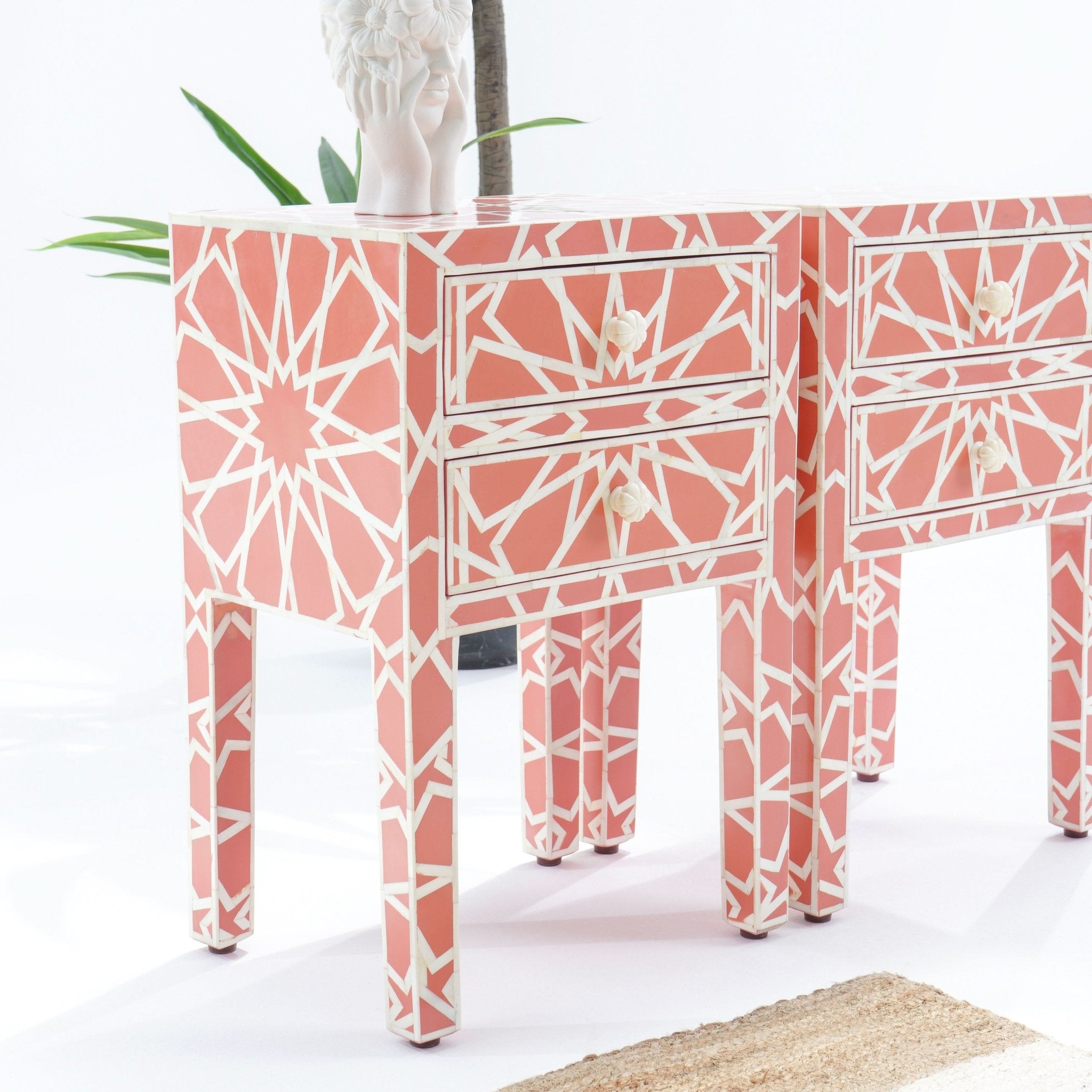 CRAFTLINE-RED INLAY BESIDE TABLE - Art and craft furniture