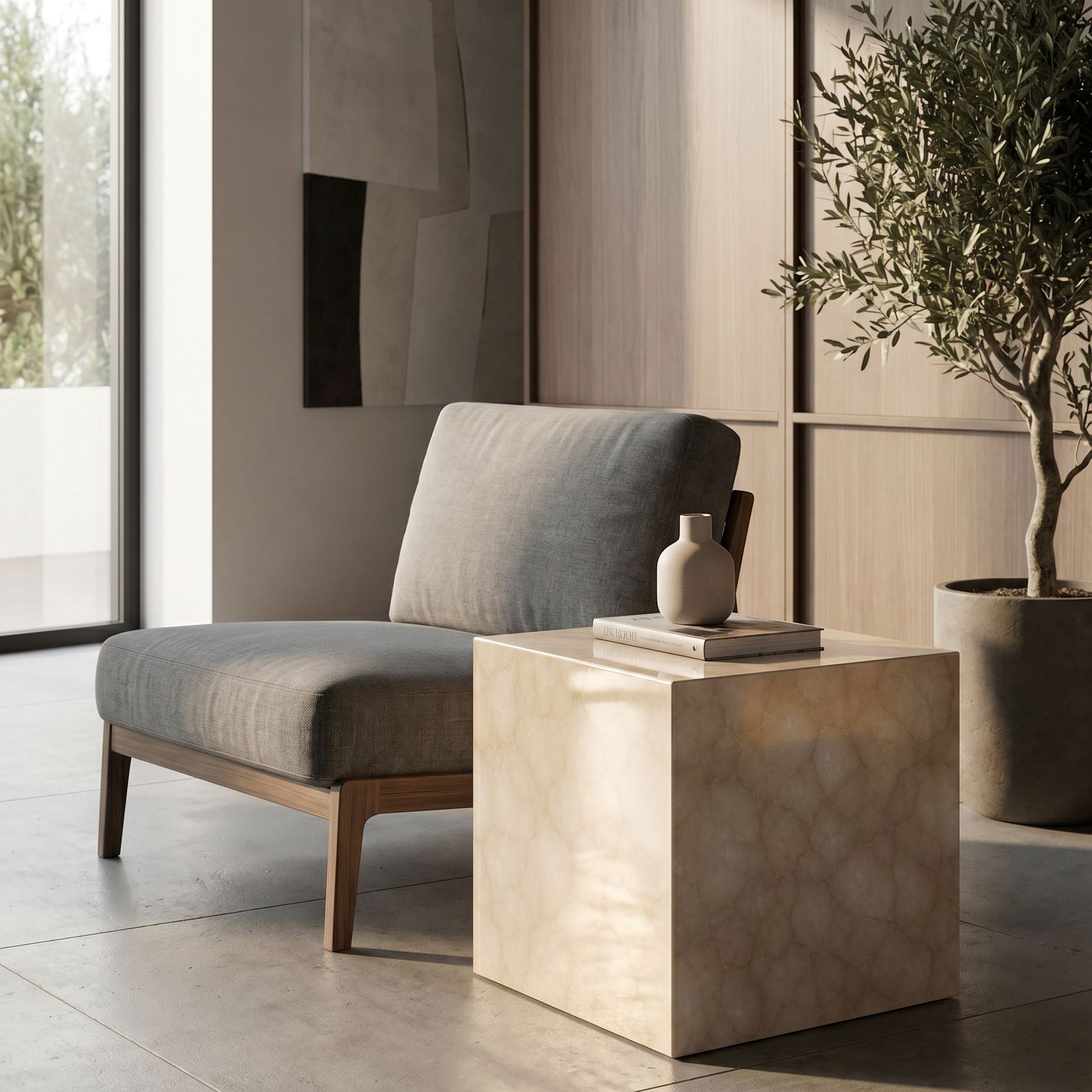 Crema Marble Spider Side Table - Art and craft furniture
