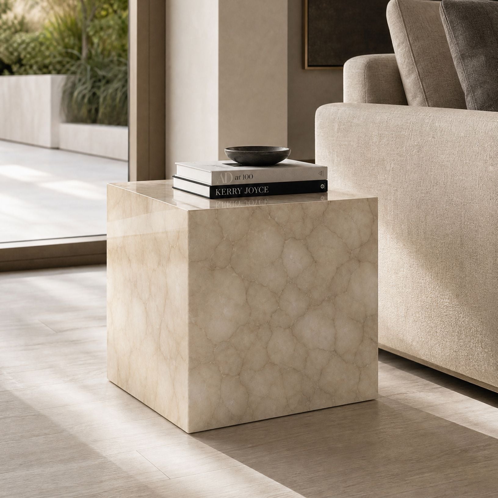 Crema Marble Spider Side Table - Art and craft furniture