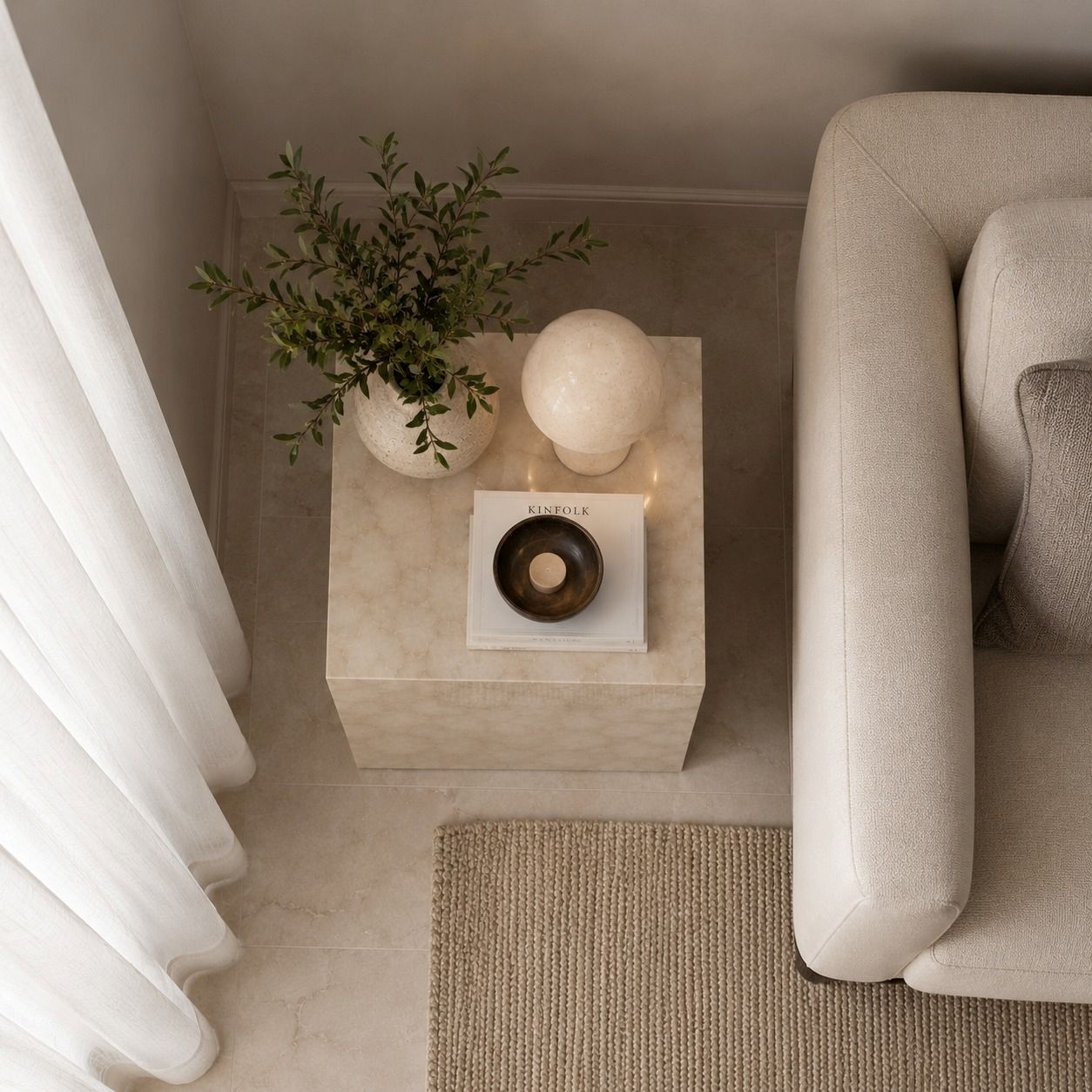 Crema Marble Spider Side Table - Art and craft furniture