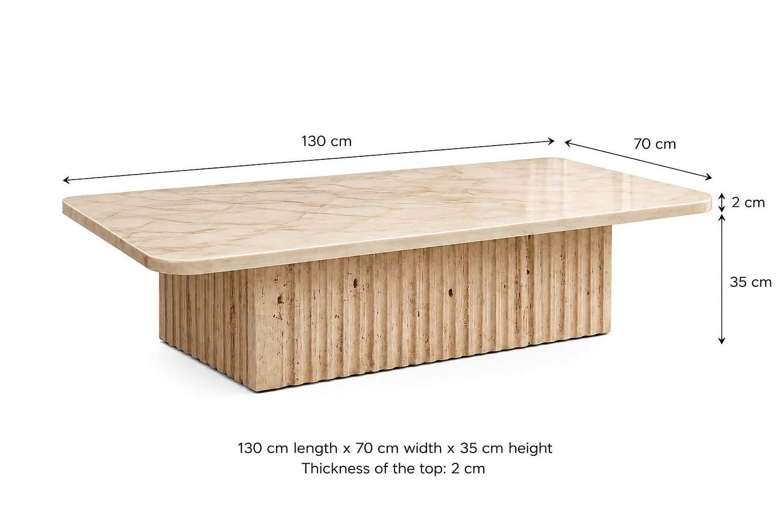 Crema Spider Coffee Table with Beige Travertine Striped Base - Art and craft furniture