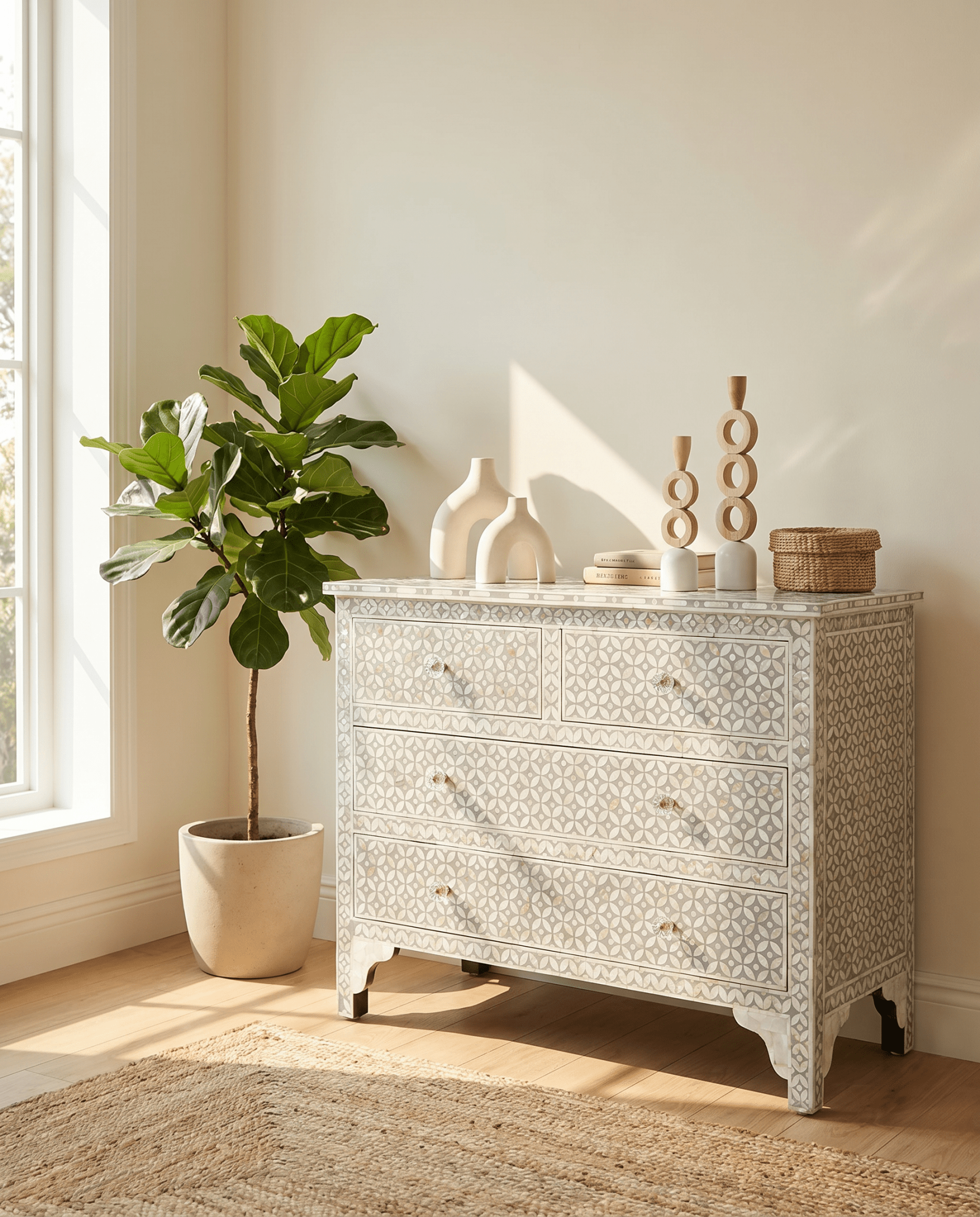 CRYSTAL MOTHER OF PEARL FOUR DRAWER DRAWCHEST - Art and craft furniture